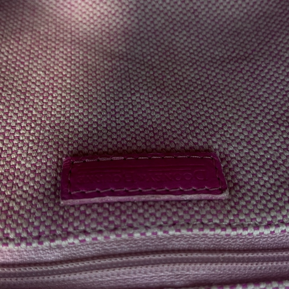 Vintage Dooney Bourke  North South bright pink logo bucket bag leather trim EUC - Picture 13 of 14